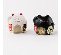 One Hundred 80 Degrees Ceramic Salt and Pepper Shaker Set - Japanese Welcome Cats, 2-Piece