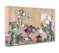 One Hundred Flowers Vol.1 By Yun Shouping Asian Japanese Canvas Wall Art Print Ready to Hang, Framed Picture for Living Room Bedroom Home Office Décor, 30x20 Inch (76x50 cm)