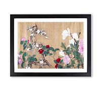 One Hundred Flowers Vol.1 By Yun Shouping Asian Japanese Framed Wall Art Print, Ready to Hang Picture for Living Room Bedroom Home Office Décor, Black A4 (34 x 25 cm)