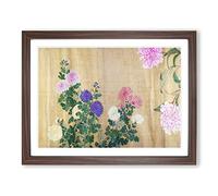 One Hundred Flowers Vol.3 By Yun Shouping Asian Japanese Framed Print | A2 Walnut Framed Wall Art | Ready to Hang | Asian Floral Picture | Living Room Bedroom Lounge Office