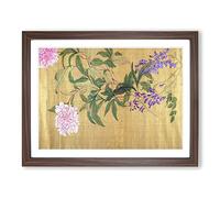 One Hundred Flowers Vol.4 By Yun Shouping Asian Japanese Framed Print | A2 Walnut Framed Wall Art | Ready to Hang | Asian Floral Picture | Living Room Bedroom Lounge Office