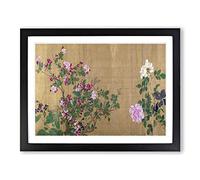 One Hundred Flowers Vol.6 By Yun Shouping Asian Japanese Framed Wall Art Print, Ready to Hang Picture for Living Room Bedroom Home Office Décor, Black A4 (34 x 25 cm)