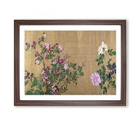 One Hundred Flowers Vol.6 By Yun Shouping Asian Japanese Framed Wall Art Print, Ready to Hang Picture for Living Room Bedroom Home Office Décor, Walnut A4 (34 x 25 cm)