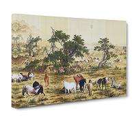 One Hundred Horses By Lang Shining Canvas Print | Gallery Wrapped 30mm Frame Wall Art | 24x16 inches | Ready to Hang | Asian Animals Picture | Living Room Bedroom Lounge Office