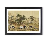One Hundred Horses by Lang Shining Framed Print | A2 Black Framed Wall Art | Ready to Hang | Modern Animal Picture | Living Room Bedroom Lounge Office