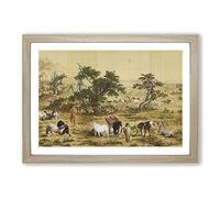 One Hundred Horses by Lang Shining Framed Print | A2 Oak Framed Wall Art | Ready to Hang | Modern Animal Picture | Living Room Bedroom Lounge Office