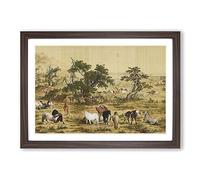 One Hundred Horses by Lang Shining Framed Print | A2 Walnut Framed Wall Art | Ready to Hang | Modern Animal Picture | Living Room Bedroom Lounge Office