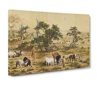 One Hundred Horses by Lang Shining Painting Canvas Print | Gallery Wrapped 30mm Frame Wall Art | 30x20 inches | Ready to Hang | Contemporary Animals Picture | Living Room Bedroom Lounge Office
