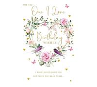 ONE I LOVE Birthday card Pizazz Range Elegant gold Flitter finish