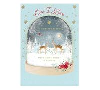 One I Love Christmas Card - Deer and Snow Globe - With Love Today & Always - Festive Design - Special Finish - Made in the UK - Eco-Friendly