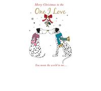 One I Love Cute Dalmatians Embellished Christmas Card Felt-Tastic Xmas Cards XFTS037