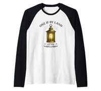 One If By Land 1775 Colonial Lantern American History Raglan Baseball Tee