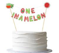 One in a Melon Cake Topper - Pre-strung Summer Fruit First Birthday Cake Bunting Banner - Watermelon Twotti Frutti One Year Old Baby Shower Party Decoration