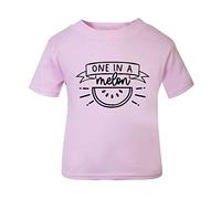 One in a Melon Million Fruit Pun [BBY4] Short Sleeve Cotton Toddler t Shirt, 1-2 Years, Pastel Pink