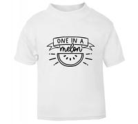One in a Melon Million Fruit Pun [BBY4] Short Sleeve Cotton Toddler t Shirt, 1-2 Years, White