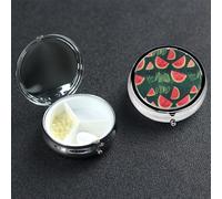 One in a Melon Pill Box 3 Compartment Pill Case for Purse or Pocket Small Medicine Organizer with Mirror Travel Pillbox Decorative Metal Vitamin Container Unique Gift