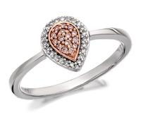 One In A Million 9ct Two Colour Gold Pink Diamond Pear Cluster Ring - 10pts - D78917