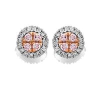One In A Million 9ct Two Colour Gold Pink Diamond Stud Earrings - 10pts per pair - D7846