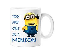 One in a Minion Coffee Mug - Funny Printed 11oz Ceramic Cup - Cute Cartoon Mug for Coffee, Tea & Hot Chocolate - Unique Gift for Friends, Family, Kids, Office, Birthday & Christmas