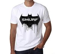 ONE IN THE CITY Men's Graphic T-Shirt Bat Smurf Eco-Friendly Limited Edition Short Sleeve Tee-Shirt Vintage Birthday Gift Novelty White S