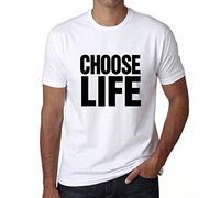 ONE IN THE CITY Men's Graphic T-Shirt Choose Life Eco-Friendly Limited Edition Short Sleeve Tee-Shirt Vintage Birthday Gift Novelty White XL