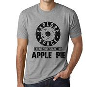 ONE IN THE CITY Men's Graphic T-Shirt Explore Space I Need More Space for Apple Pie Eco-Friendly Limited Edition Short Sleeve Tee-Shirt Vintage Birthday Gift Novelty Heather Grey XL