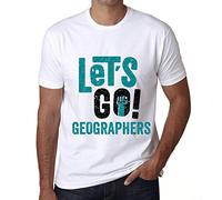 ONE IN THE CITY Men's Graphic T-Shirt Let's Go Geographers Eco-Friendly Limited Edition Short Sleeve Tee-Shirt Vintage Birthday Gift Novelty White XS