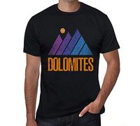 ONE IN THE CITY Men's Graphic T-Shirt Mountain Dolomites Eco-Friendly Limited Edition Short Sleeve Tee-Shirt Vintage Birthday Gift Novelty Deep Black XL