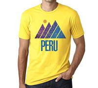 ONE IN THE CITY Men's Graphic T-Shirt Mountain Peru Eco-Friendly Limited Edition Short Sleeve Tee-Shirt Vintage Birthday Gift Novelty Lemon L