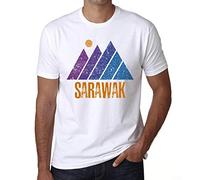 ONE IN THE CITY Men's Graphic T-Shirt Mountain Sarawak Eco-Friendly Limited Edition Short Sleeve Tee-Shirt Vintage Birthday Gift Novelty White XL