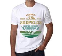 ONE IN THE CITY Men's Graphic T-Shirt Outdoor Adventure, Wilderness, Mountain Explorer Skopelos Eco-Friendly Limited Edition Short Sleeve Tee-Shirt Vintage Birthday Gift Novelty White L