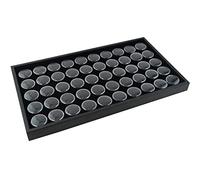 One Inch Deep Black Plastic Stackable Display Tray with Choice of Bead Ring Cufflink Earring Gem Stone Necklace Glasses Jeweller Display Insert (Tray with Black 50 Gempot Inset)
