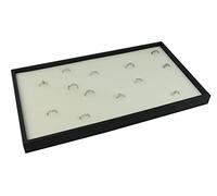 One Inch Deep Black Plastic Stackable Display Tray with Choice of Bead Ring Cufflink Earring Gem Stone Necklace Glasses Jeweller Display Insert (Tray with White 72 Ring Pad)