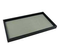 One Inch Deep Stackable Plastic Utility Tray with a Choice of Velvet or Leatherette Display Show Pad (Tray with Grey Velvet Display Pad)