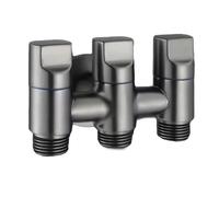 One-Inlet And Three-Outlet Washing Machine Faucets Double Control Water Stop Quick Opening Angle Valve Wall Mounted Toilet Tap(Grey)