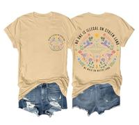 One is Illegal On Stolen Land Shirt Vintage Floral Human Rights Women Men Support Immigration Shirt Khaki