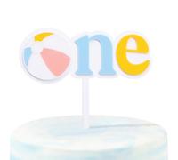 One is the Sun Theme First Birthday Cake Topper - Beach Ball Smash Cake Decorations with Tropical Vibes, Baby Boy/Girl 1st Birthday Party Supplies, Wooden/Cardboard Cupcake Pick (Pink Beach Ball)