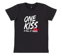 One Kiss is All It Takes - Organic Women's Crewneck T-Shirt - Black - L