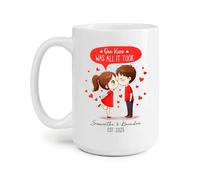 One Kiss was All It Took Drinking Cup Ceramic Travel Mug Durable Coffee Mug Fun Gifts Foe Christmas Sister Office 330Ml
