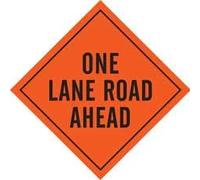 One Lane Road Ahead Sign,Metal Tin,Industrial Warning,8 x 12 inch,Orange,Modern Style