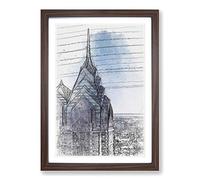 One Liberty Place in Philadelphia in Abstract Framed Print | A2 Walnut Framed Wall Art | Ready to Hang | Abstract Fantasy Picture | Living Room Bedroom Lounge Office