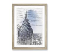 One Liberty Place In Philadelphia In Abstract Modern Framed Wall Art Print, Ready to Hang Picture for Living Room Bedroom Home Office Décor, Oak A3 (34 x 46 cm)