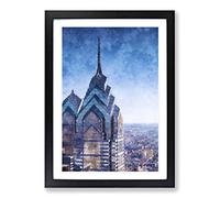 One Liberty Place in Philadelphia Painting Framed Print | A2 Black Framed Wall Art | Ready to Hang | Modern Historical Picture | Living Room Bedroom Lounge Office