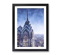One Liberty Place In Philadelphia Painting Modern Framed Print | A4 Black Framed Wall Art | Ready to Hang | Modern Historical Picture | Living Room Bedroom Lounge Office