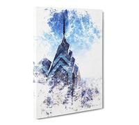 One Liberty Place In Philadelphia Watercolour Modern Canvas Wall Art Print Ready to Hang, Framed Picture for Living Room Bedroom Home Office Décor, 30x20 Inch (76x50 cm)
