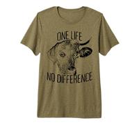 One Life No Difference Vegetarian Veggie Animal Lover Vegan Premium T-Shirt