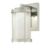 One Light Dimmable LED Outdoor Wall Fixture SKYVIEW in Brushed Nickel with Mesh [EEK: F]