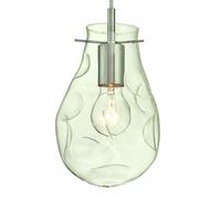 One Light Indoor Pendant Brushed Nickel Finish & Clear Indented Teardrop Glass
