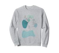 One Line Art - Abstract Woman Face with Flowers Sweatshirt