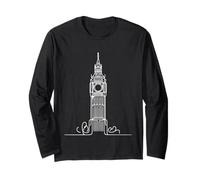 One Line Art Drawing Big Ben Long Sleeve T-Shirt